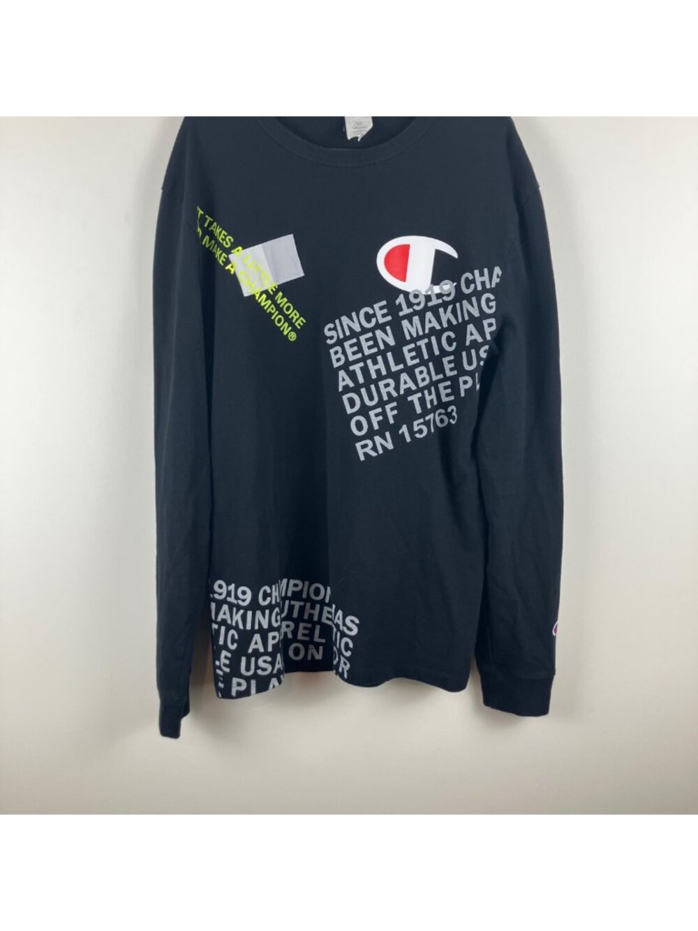 Champion Block Logo Mens Long Sleeve T-Shirt M